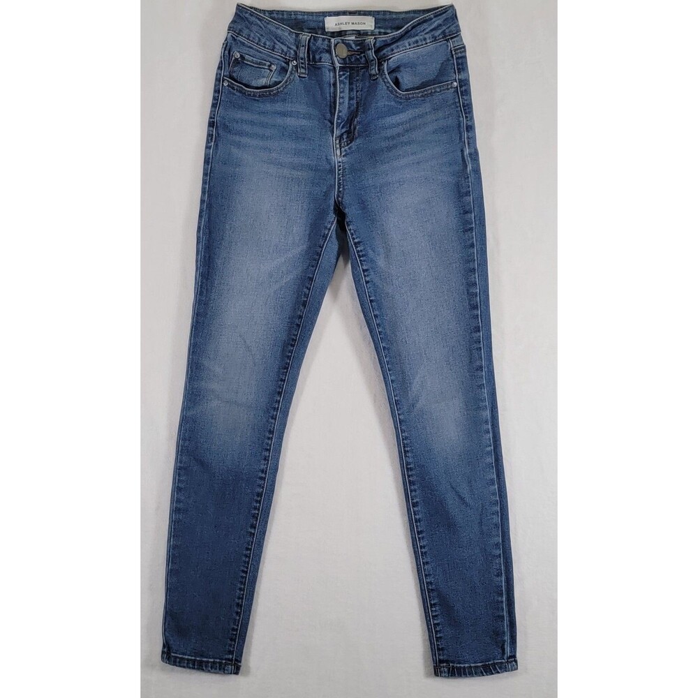 ASHLEY MASON Blue Skinny Girl's Junior Jeans Size 3 Dark Wash Stretch Denim